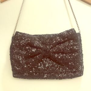 Betsey Johnson black sequin clutch bag